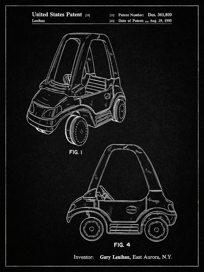 Patents Digital Art - Pp816-vintage Black Fisher Price Toy Car Patent Poster by Cole Borders