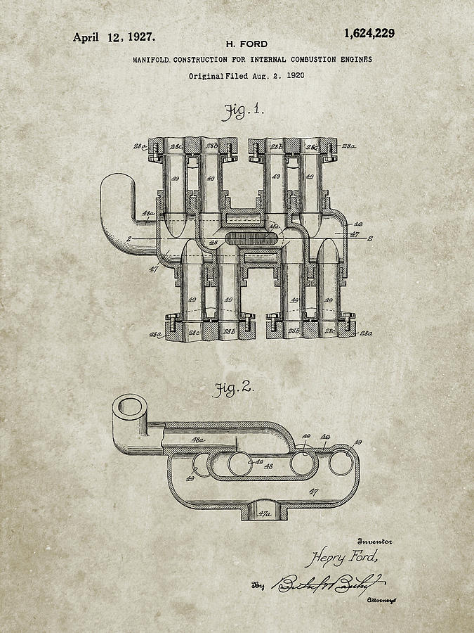 Patents Digital Art - Pp832-sandstone Ford Car Manifold 1920 Patent Poster by Cole Borders