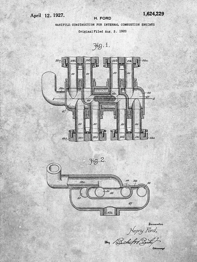 Patents Digital Art - Pp832-slate Ford Car Manifold 1920 Patent Poster by Cole Borders