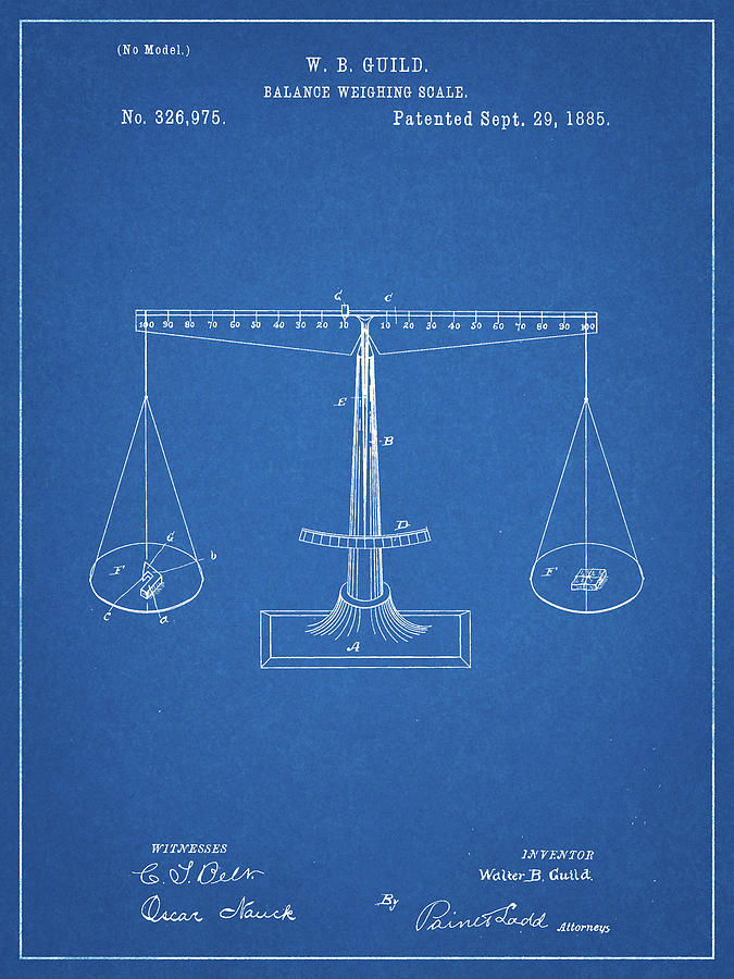 Objects Digital Art - Pp84-blueprint Scales Of Justice Patent Poster by Cole Borders