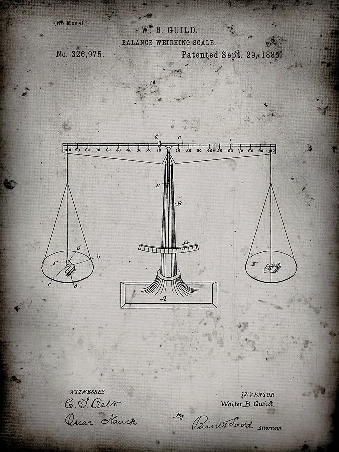 Objects Digital Art - Pp84-faded Grey Scales Of Justice Patent Poster by Cole Borders