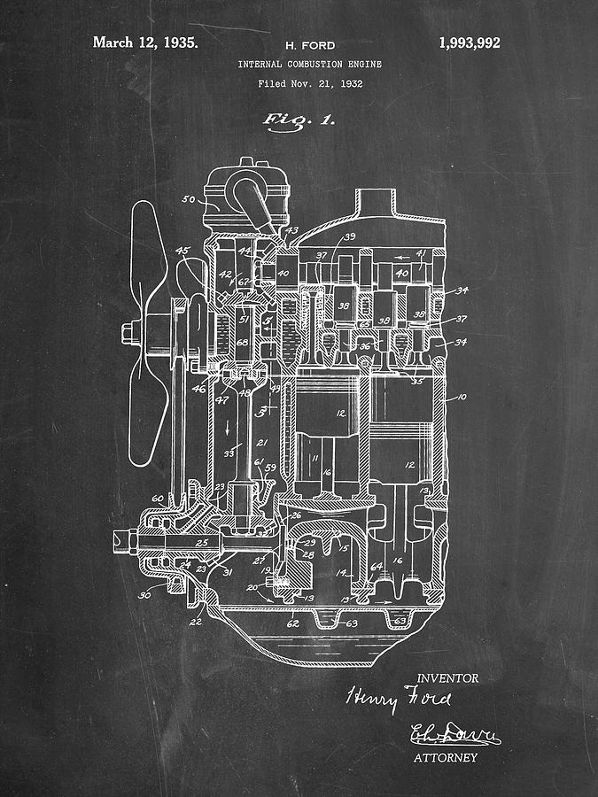 Pp843-chalkboard Ford Internal Combustion Engine Patent Poster Digital Art by Cole Borders Pp843-chalkboard Ford Internal Combustion Engine Patent Poster Digital Art by Cole Borders