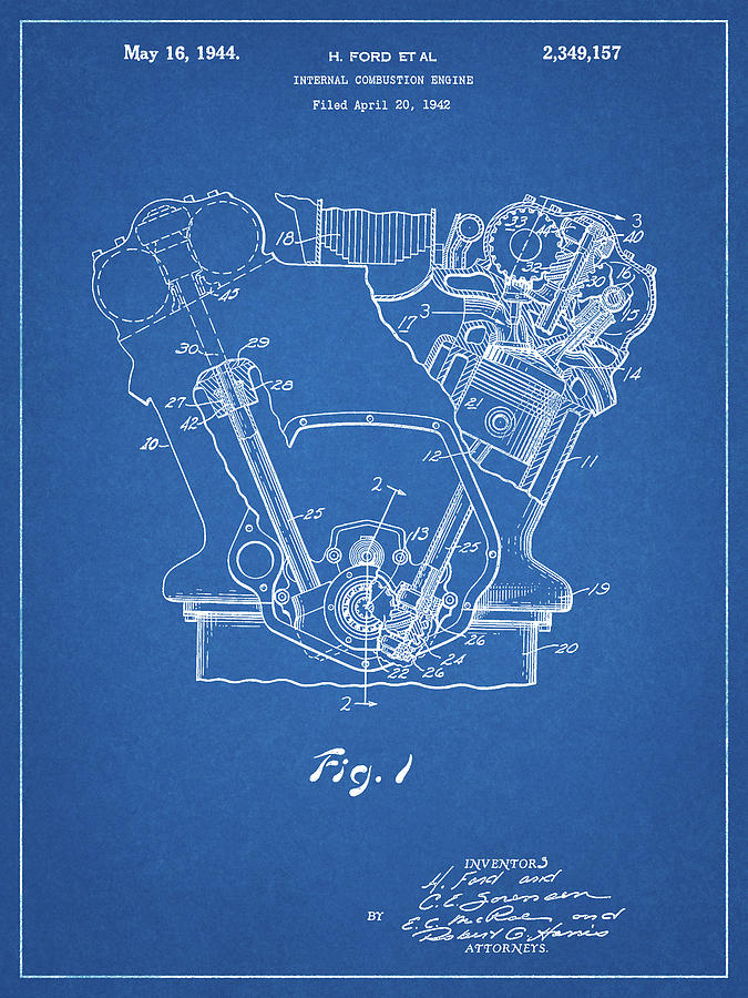 Pp844-blueprint Ford Internal Combustion Engine Poster Digital Art by Cole Borders Pp844-blueprint Ford Internal Combustion Engine Poster Digital Art by Cole Borders