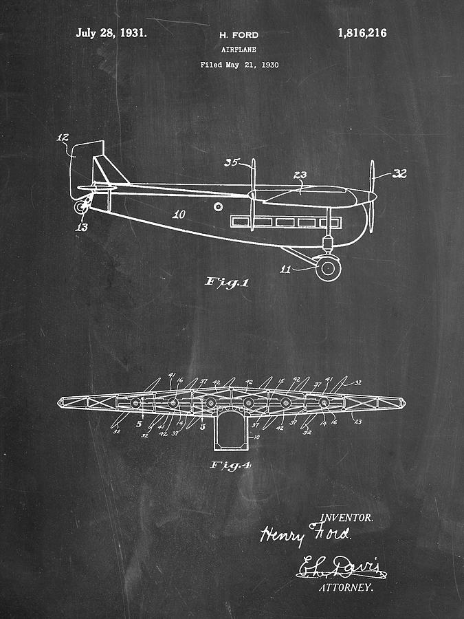 Pp849-chalkboard Ford Tri-motor Airplane 'the Tin Goose' Patent Poster ...