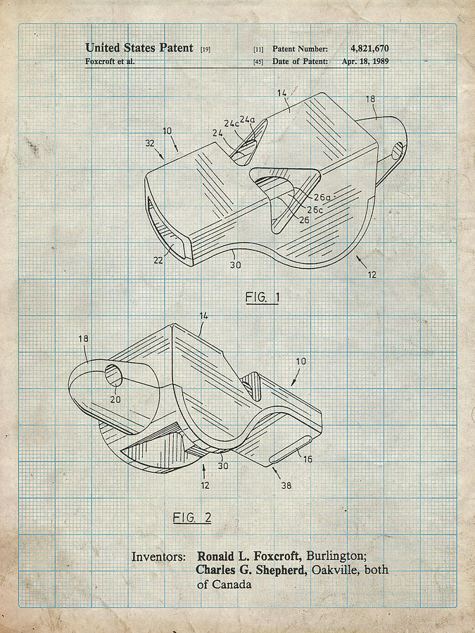 Whistle Digital Art - Pp851-antique Grid Parchment Fox 40 Coachs Whistle Patent Poster by Cole Borders