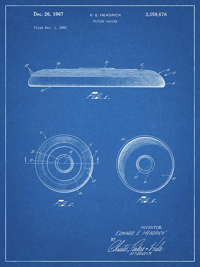 Sports Digital Art - Pp854-blueprint Frisbee Patent Poster by Cole Borders