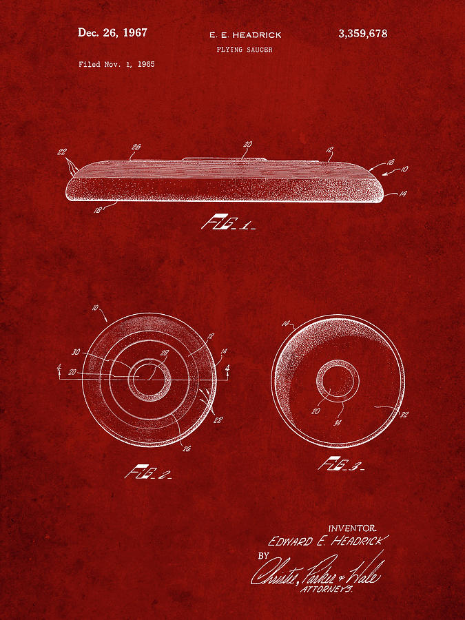 Frisbee Digital Art - Pp854-burgundy Frisbee Patent Poster by Cole Borders