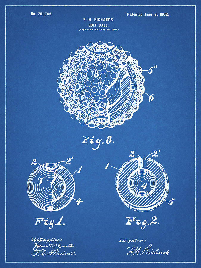 Golf Ball Digital Art - Pp856-blueprint Golf Ball 1902 Patent Poster by Cole Borders