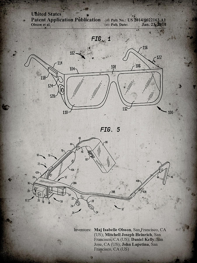 Glasses Digital Art - Pp861-faded Grey Google Glass Patent Poster by Cole Borders