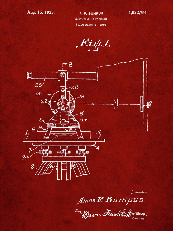 Tool Digital Art - Pp865-burgundy Gurly Transit Patent Poster by Cole Borders