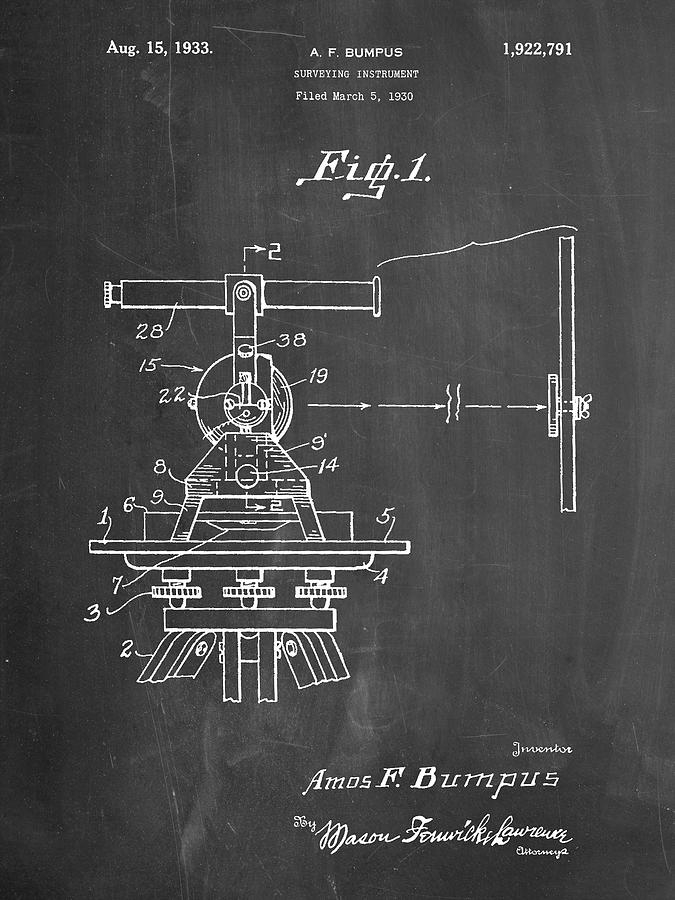 Tool Digital Art - Pp865-chalkboard Gurly Transit Patent Poster by Cole Borders
