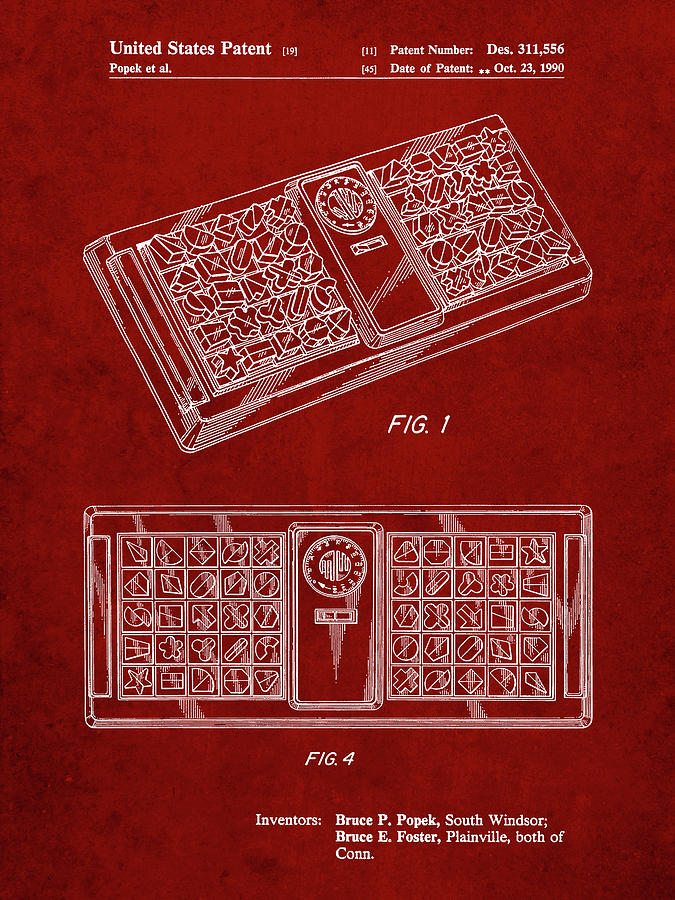 Game Board Digital Art - Pp872-burgundy Hasbro Concept Game Patent Poster by Cole Borders