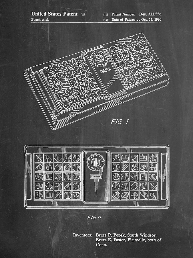 Game Board Digital Art - Pp872-chalkboard Hasbro Concept Game Patent Poster by Cole Borders