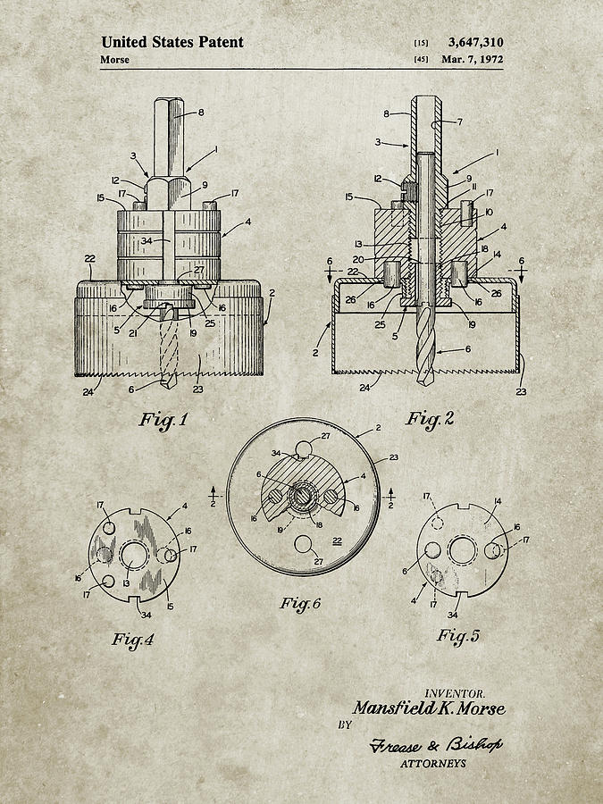Tool Digital Art - Pp880-sandstone Hole Saw Patent Poster by Cole Borders
