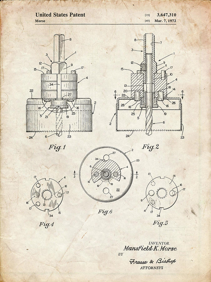 Pp880-vintage Parchment Hole Saw Patent Poster Digital Art by Cole ...