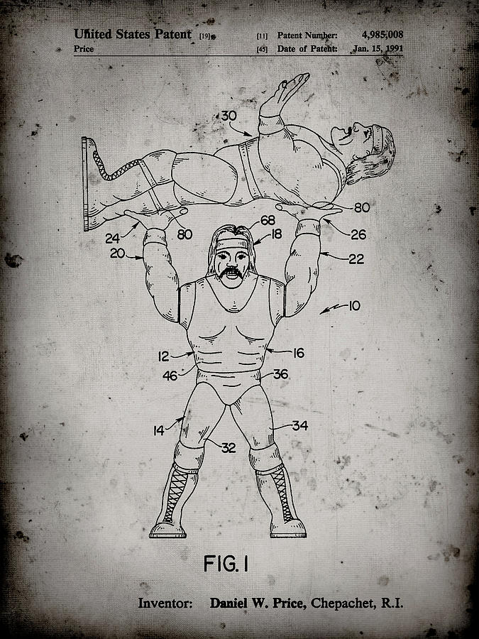 Toy Digital Art - Pp885-faded Grey Hulk Hogan Wrestling Action Figure Patent Poster by Cole Borders