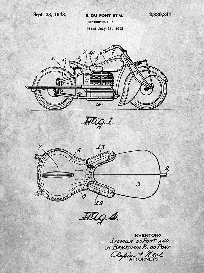 Motorcycle Decor Digital Art - Pp893-slate Indian Motorcycle Saddle Patent Poster by Cole Borders