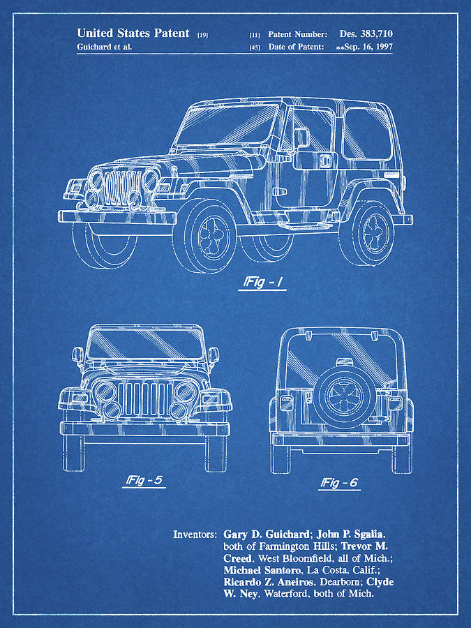  Pp8 - blueprint Jeep Wrangler Patent Poster Arte digital por Cole Borders