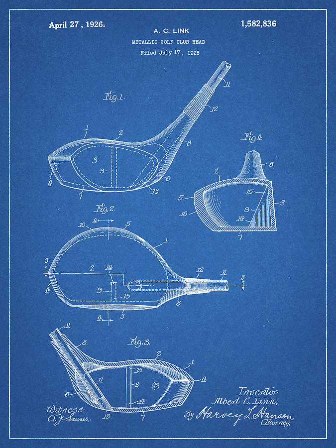 Sports Digital Art - Pp9-blueprint Golf Driver 1925 Patent Poster by Cole Borders