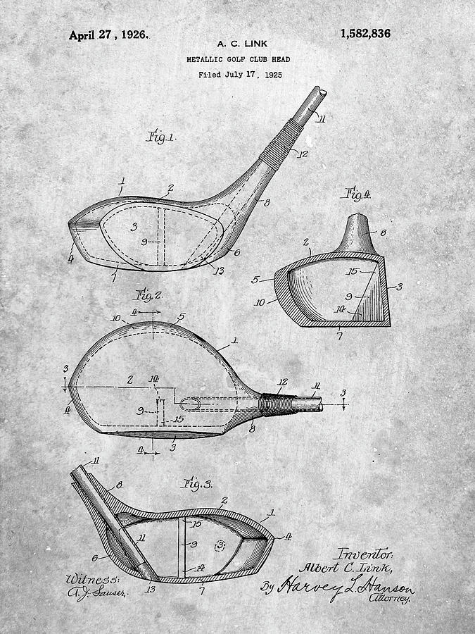 Sports Photograph - Pp9-slate Golf Driver 1925 Patent Poster by Cole Borders