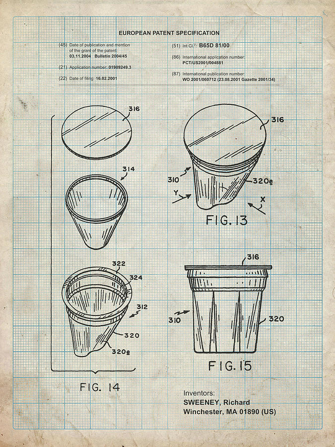 Kitchen Decor Digital Art - Pp904-antique Grid Parchment Keurig Cartridge Coffee Patent Poster by Cole Borders