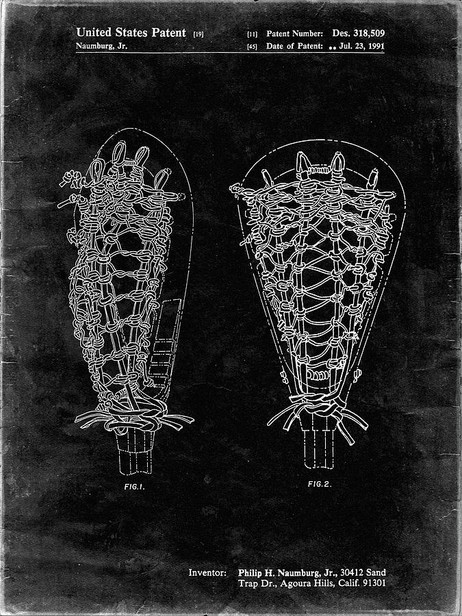 Lacrosse Stick Digital Art - Pp916-black Grunge Lacrosse Stick Patent Poster by Cole Borders