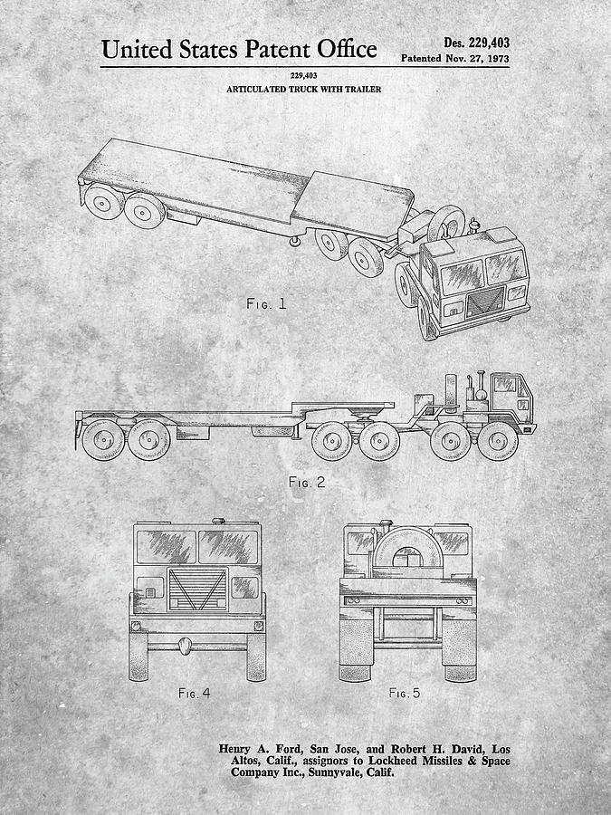 Car Digital Art - Pp946-slate Lockheed Ford Truck And Trailer Patent Poster by Cole Borders
