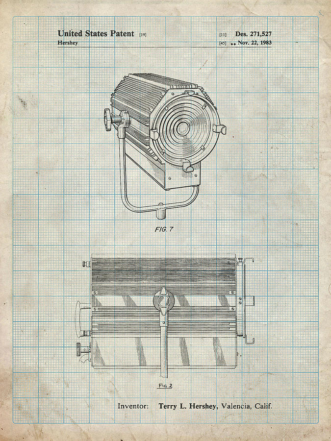 Theatre Lights Digital Art - Pp961-antique Grid Parchment Mole-richardson Film Light Patent Poster by Cole Borders