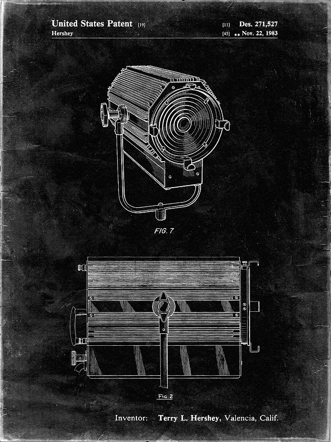 Theatre Lights Digital Art - Pp961-black Grunge Mole-richardson Film Light Patent Poster by Cole Borders
