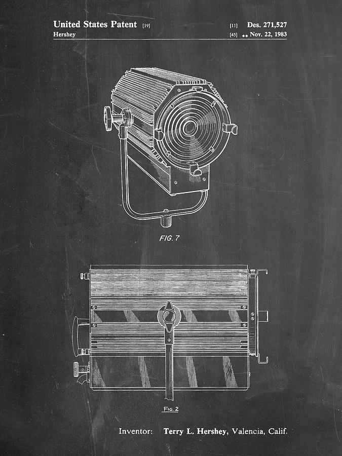 Theatre Lights Digital Art - Pp961-chalkboard Mole-richardson Film Light Patent Poster by Cole Borders