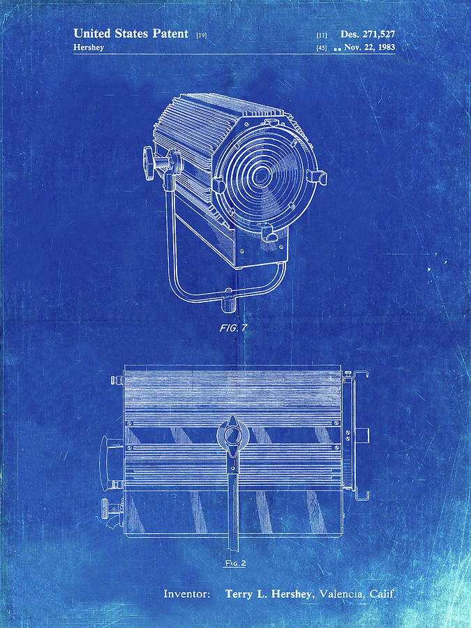Theatre Lights Digital Art - Pp961-faded Blueprint Mole-richardson Film Light Patent Poster by Cole Borders