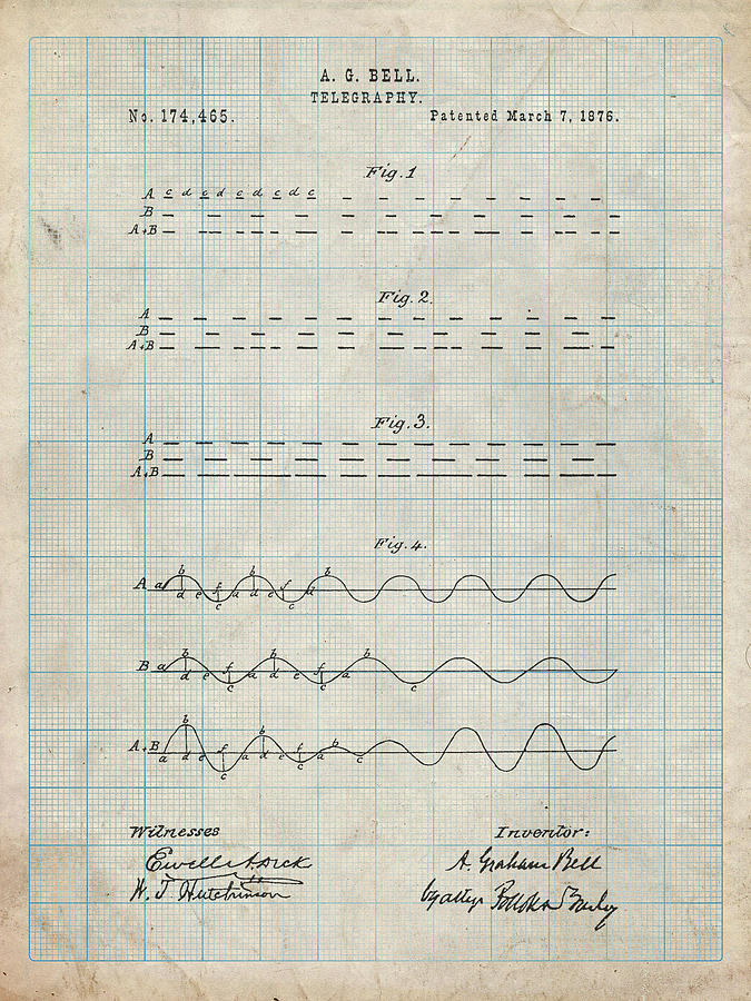 Morse Code Digital Art - Pp962-antique Grid Parchment Morse Code Patent Poster by Cole Borders