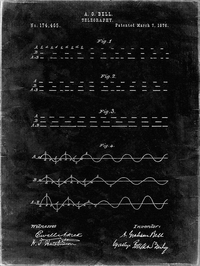 Morse Code Digital Art - Pp962-black Grunge Morse Code Patent Poster by Cole Borders