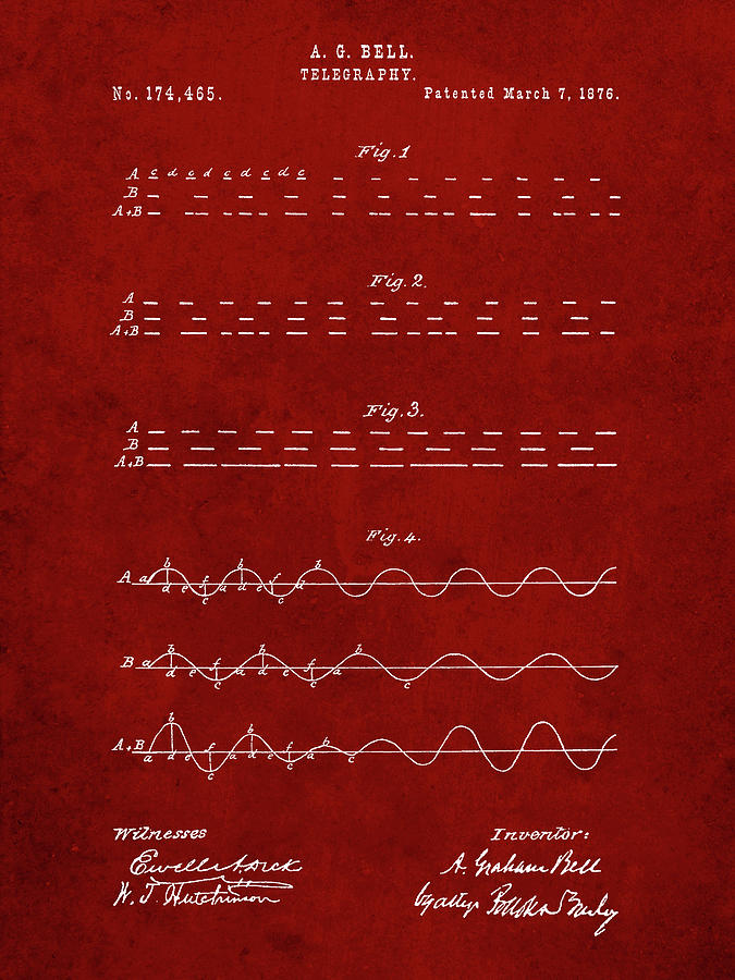 Morse Code Digital Art - Pp962-burgundy Morse Code Patent Poster by Cole Borders