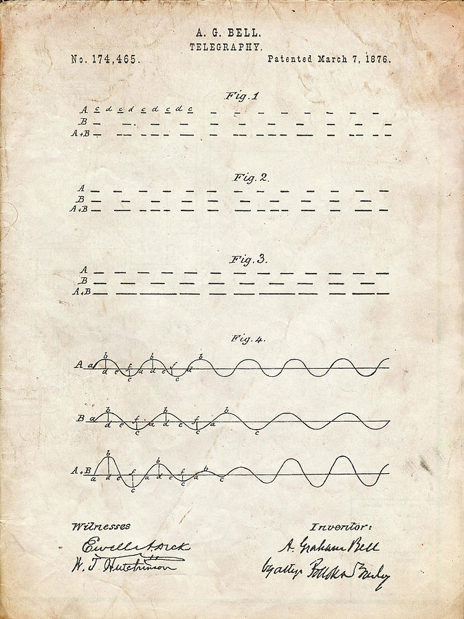 Morse Code Digital Art - Pp962-vintage Parchment Morse Code Patent Poster by Cole Borders