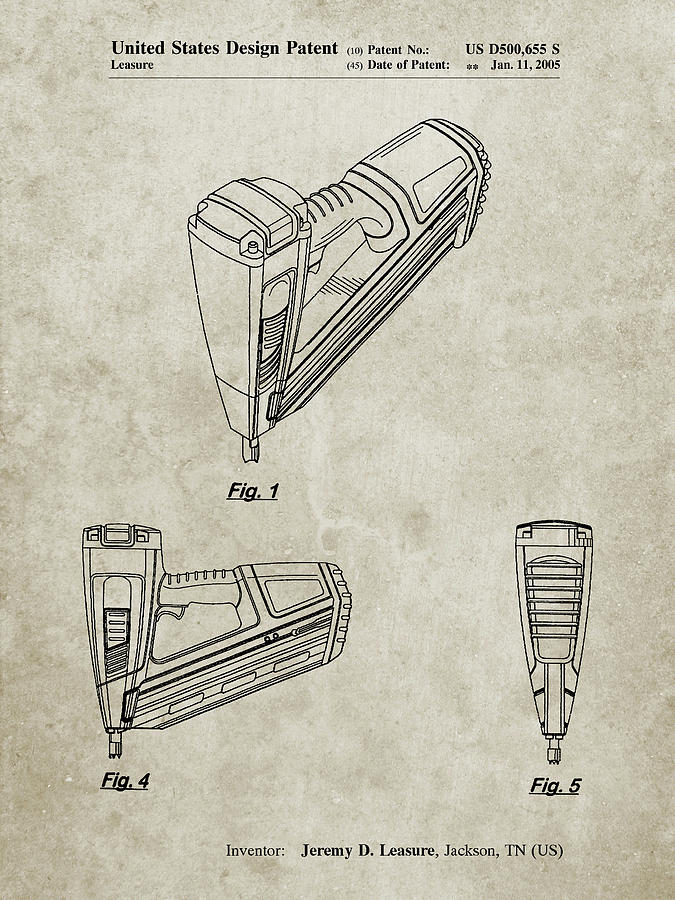 Patent Digital Art - Pp968-sandstone Nail Gun Poster by Cole Borders