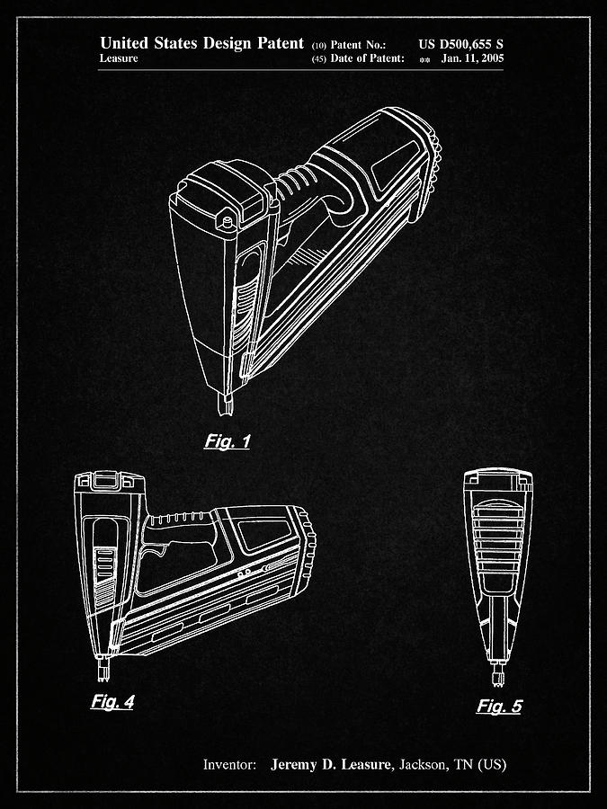 Patent Digital Art - Pp968-vintage Black Nail Gun Poster by Cole Borders