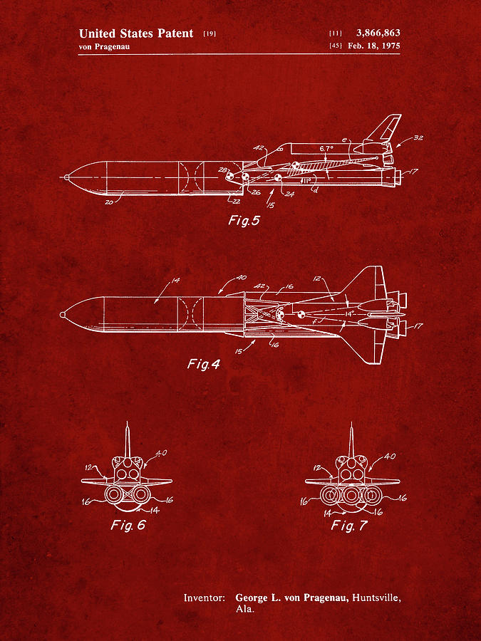 Patent Digital Art - Pp969-burgundy Nail Gun Poster by Cole Borders