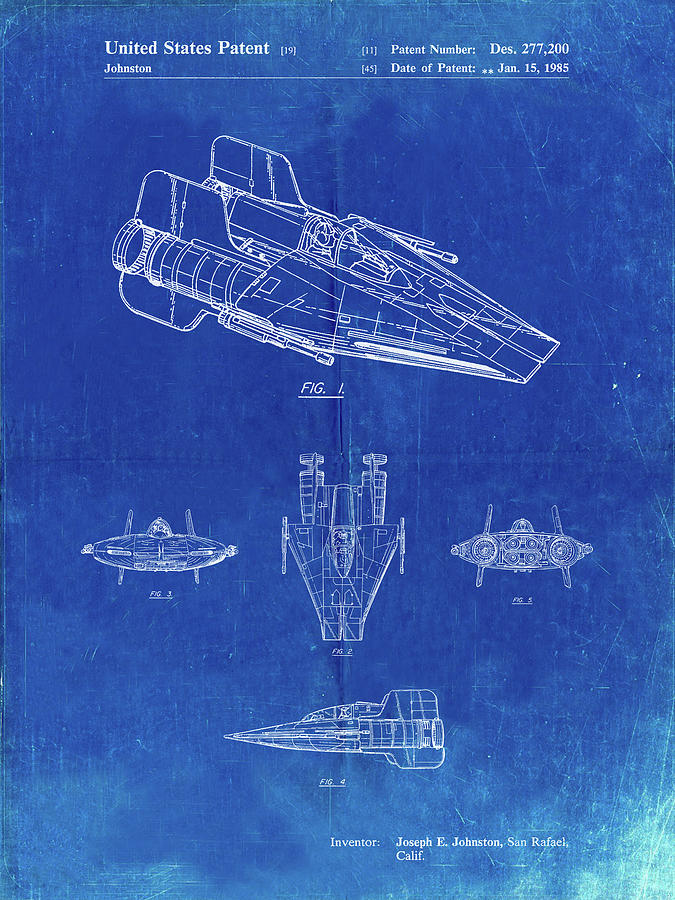 Pp97-faded Blueprint Star Wars Rz-1 A Wing Starfighter Patent Poster ...