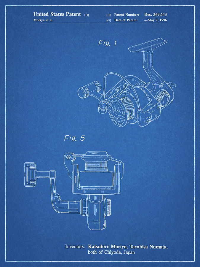 Fishing Reel Digital Art - Pp973-blueprint Open Face Spinning Fishing Reel Patent Poster by Cole Borders