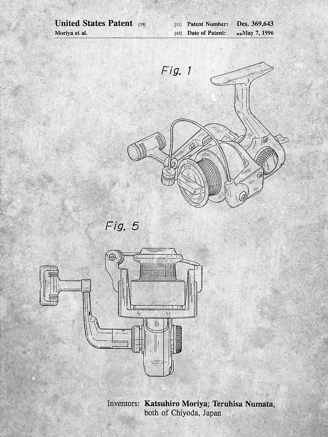 Fishing Reel Digital Art - Pp973-slate Open Face Spinning Fishing Reel Patent Poster by Cole Borders