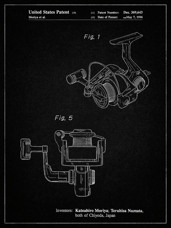 Pp973-vintage Black Open Face Spinning Fishing Reel Patent Poster