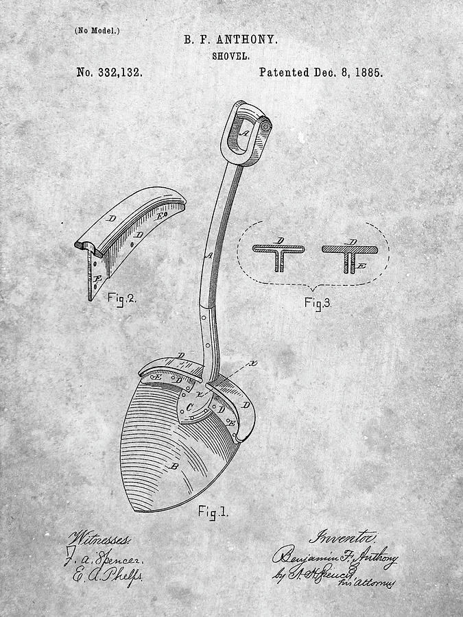 Tool Digital Art - Pp976-slate Original Shovel Patent 1885 Patent Poster by Cole Borders