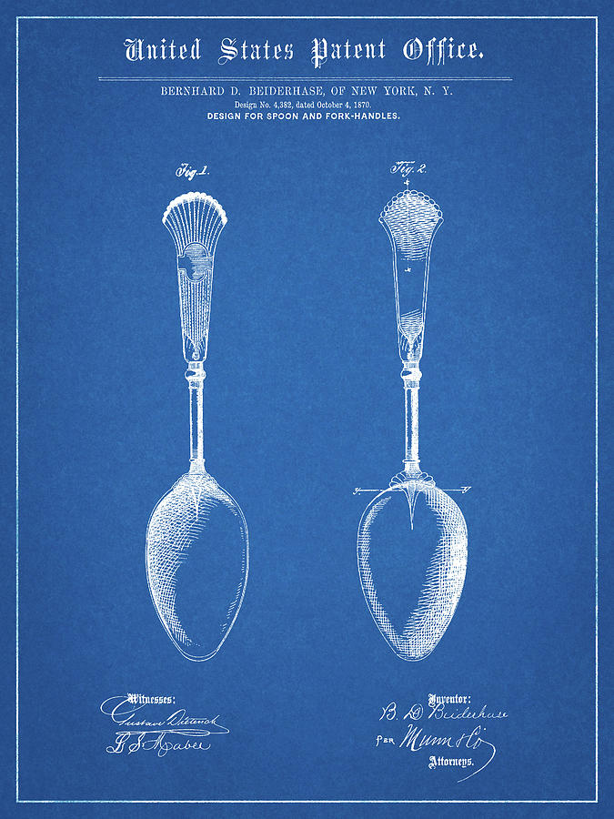 Kitchen Decor Digital Art - Pp977-blueprint Osiris Sterling Flatware Spoon Patent Poster by Cole Borders