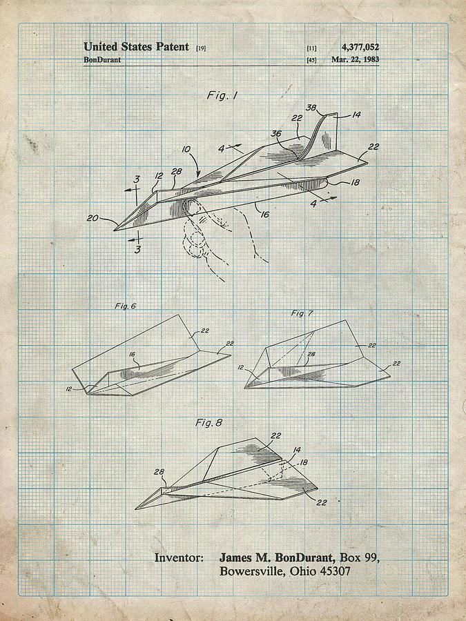 Toy Digital Art - Pp983-antique Grid Parchment Paper Airplane Patent Poster by Cole Borders