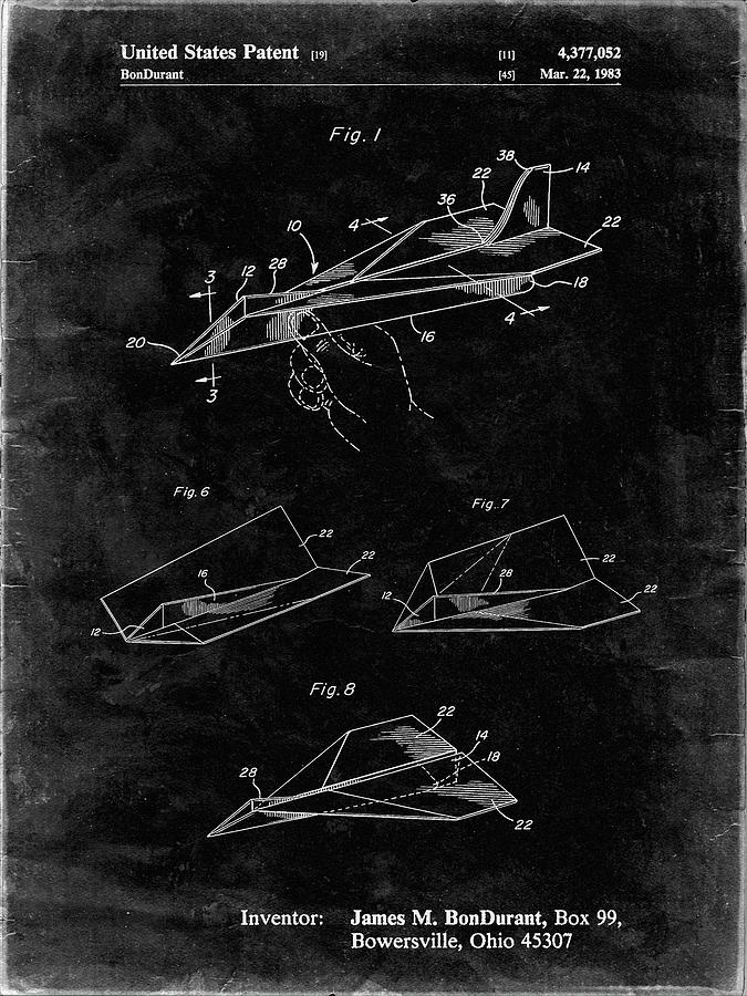 Pp983-blueprint Paper Airplane Patent Poster Digital Art by Cole