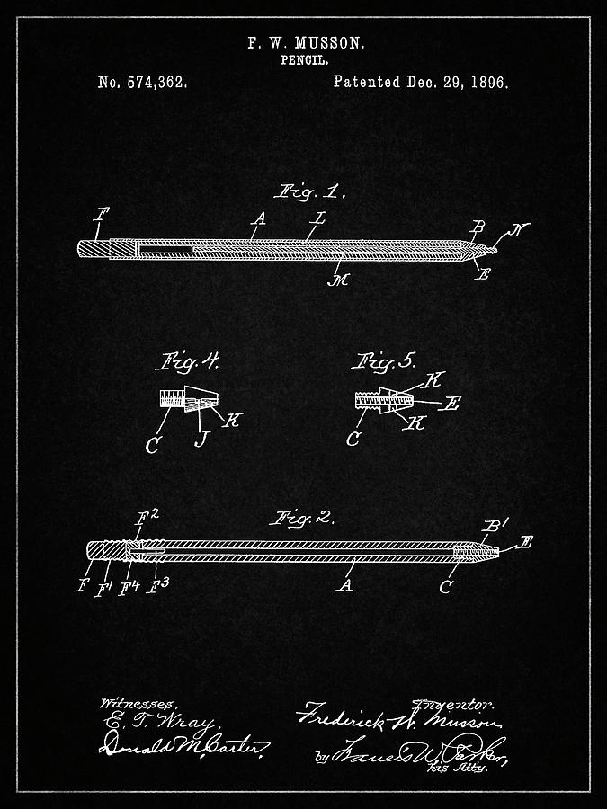 Pencil Digital Art - Pp984-vintage Black Pencil Patent Poster by Cole Borders