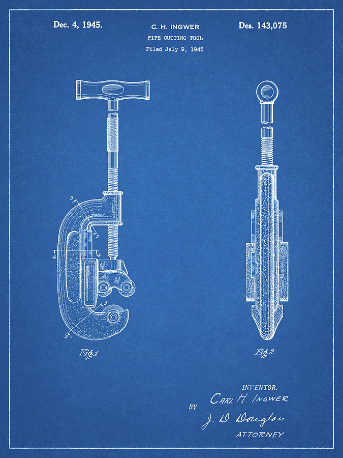 Tool Digital Art - Pp986-blueprint Pipe Cutting Tool Patent Poster by Cole Borders