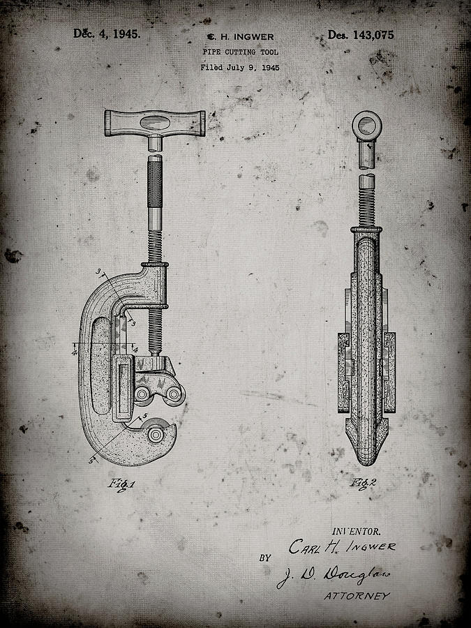 Tool Digital Art - Pp986-faded Grey Pipe Cutting Tool Patent Poster by Cole Borders
