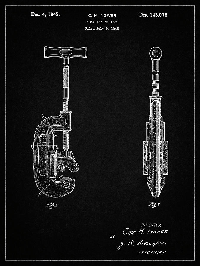 Tool Digital Art - Pp986-vintage Black Pipe Cutting Tool Patent Poster by Cole Borders